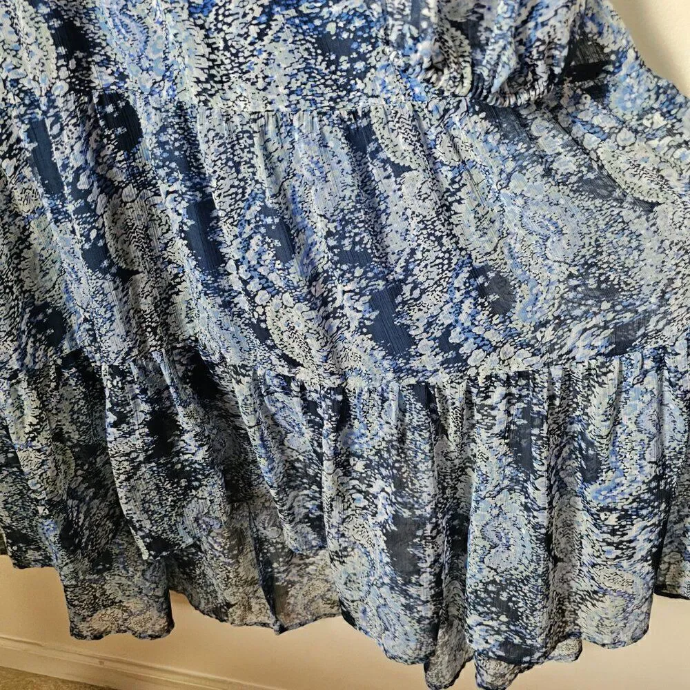 EUC JOIE PRINTED HIGH LOW MAXI DRESS V NECK LONGSLEEVES SIZE XXL